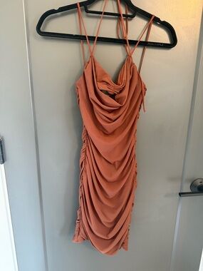 Oh Polly Brown Rouche Mini